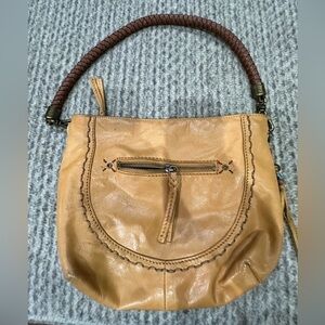THE SAK Camel Leather Bag with Brown Leather Braided Handle!